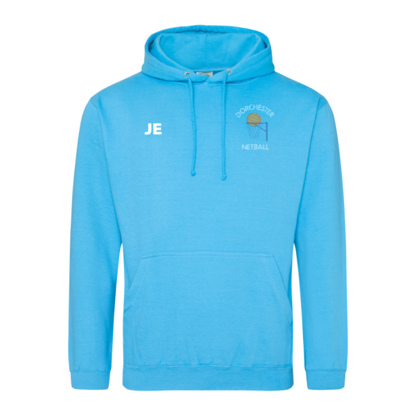 Dorchester Netball Hoodie Hawaiian Blue + Initials