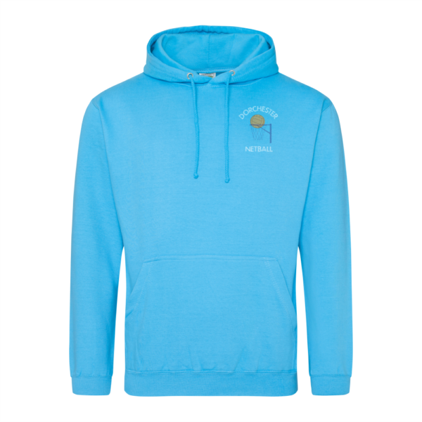 Dorchester Netball Hoodie_HawaiianBlue_FRONT